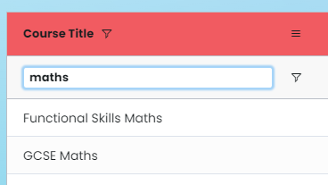How to use course title search filter